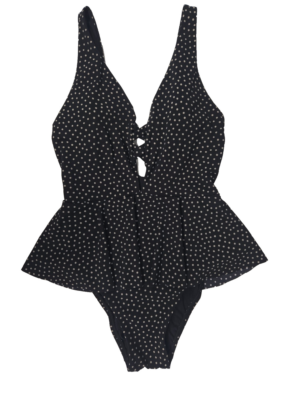Skinny Dippers Womens Miraclesuit Swimsuit Black Dots Tummy Control Size M